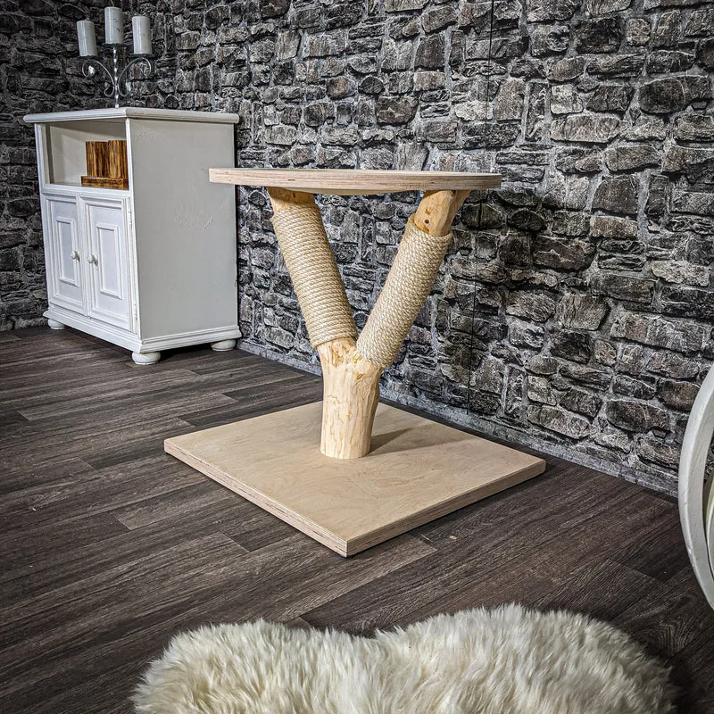 Katzenbett 2534 Liegemulde 63 cm hoch Natur Holz Design Kratzbaum Naturkratzbaum