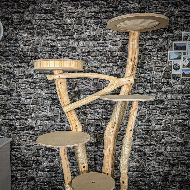 Naturkratzbaum 2509 Kratzbaum Natur Holz Design 208 cm hoch Katzenbaum