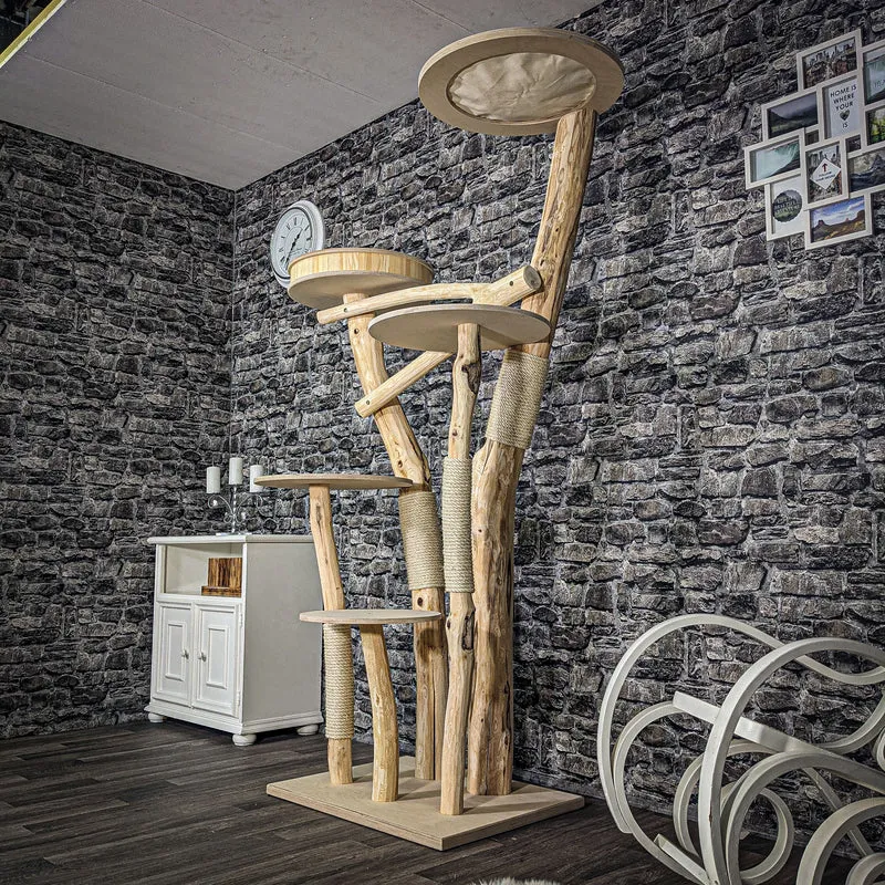 Naturkratzbaum 2509 Kratzbaum Natur Holz Design 208 cm hoch Katzenbaum