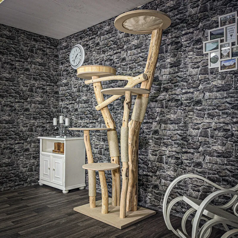 Naturkratzbaum 2509 Kratzbaum Natur Holz Design 208 cm hoch Katzenbaum