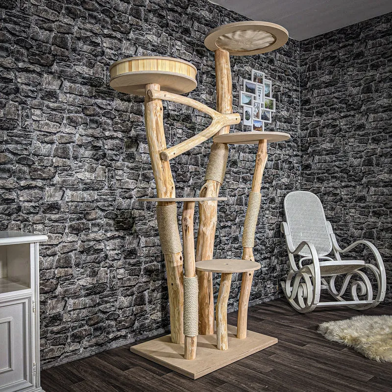 Naturkratzbaum 2509 Kratzbaum Natur Holz Design 208 cm hoch Katzenbaum