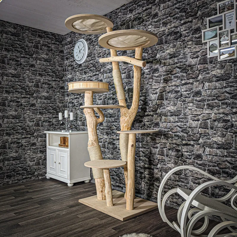 Naturkratzbaum 2510 Kratzbaum Natur Holz Design 211 cm hoch