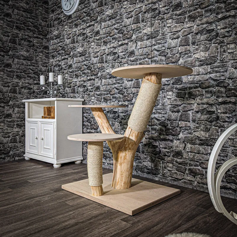 Naturkratzbaum 2491 Kratzbaum Natur Holz Design 90 cm hoch