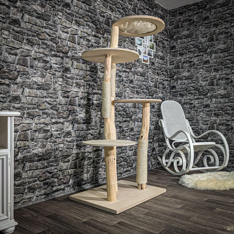 Naturkratzbaum 2478 Kratzbaum Natur Holz Design 175 cm hoch Katzenbaum