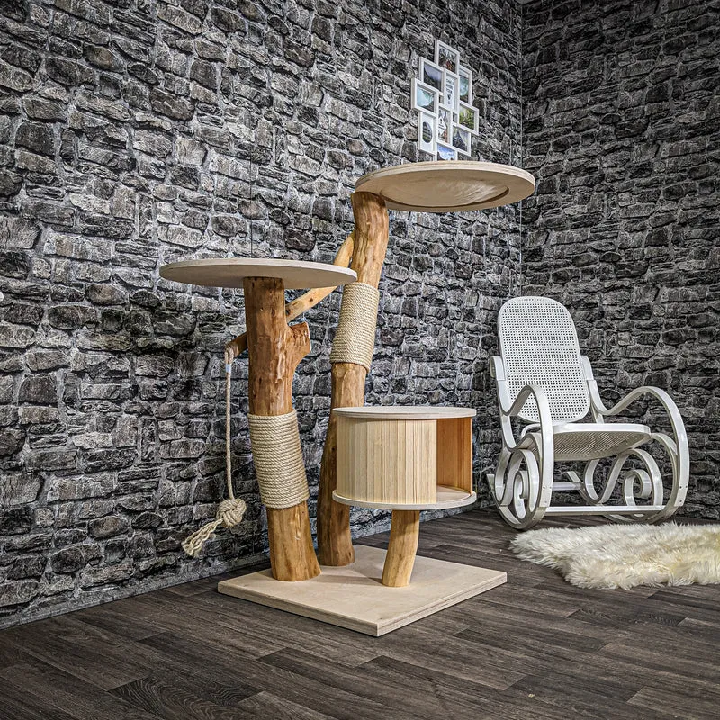 Naturkratzbaum 2243 Kratzbaum Natur Holz Design 125 cm hoch