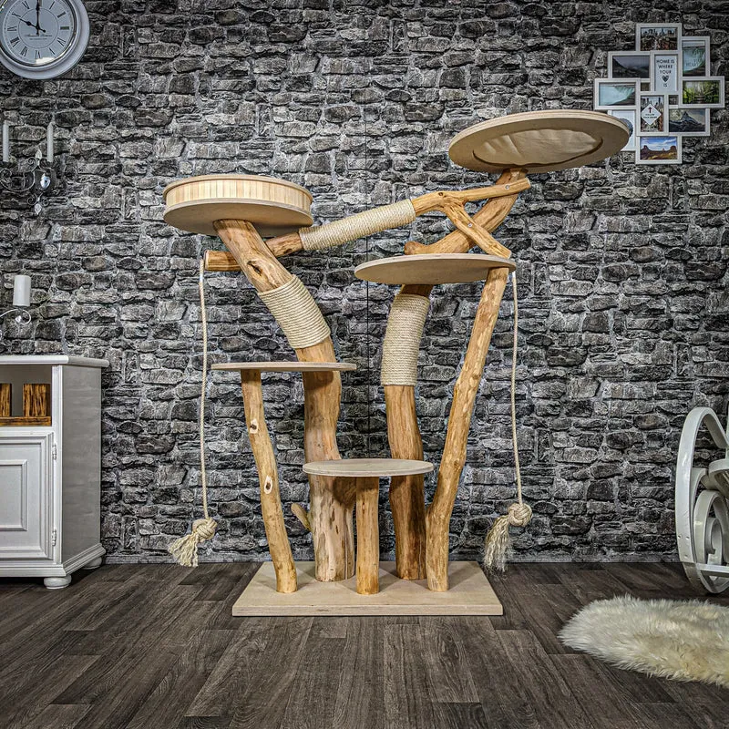 Naturkratzbaum 2222 Kratzbaum Natur Holz Design 145 cm hoch