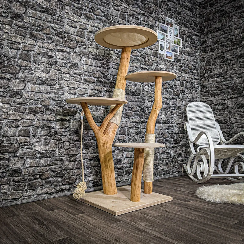 Naturkratzbaum 2223 Kratzbaum Natur Holz Design 145 cm hoch