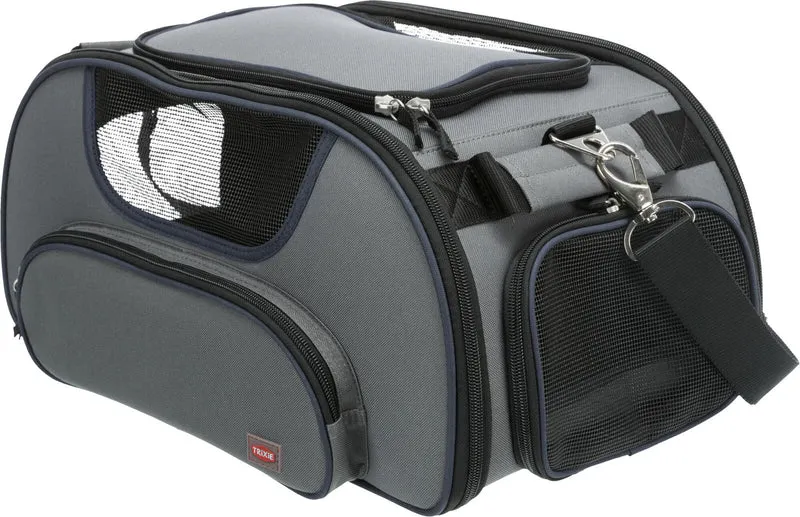 Graue Flugzeugtasche Wings für Hunde und Katzen mit Traglast bis zu 20 kg und Trolley-Schlaufe