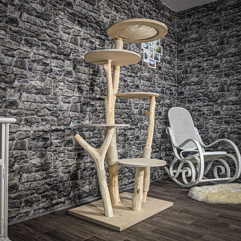 Naturkratzbaum 2476 Kratzbaum Natur Holz Design 165 cm hoch Katzenbaum
