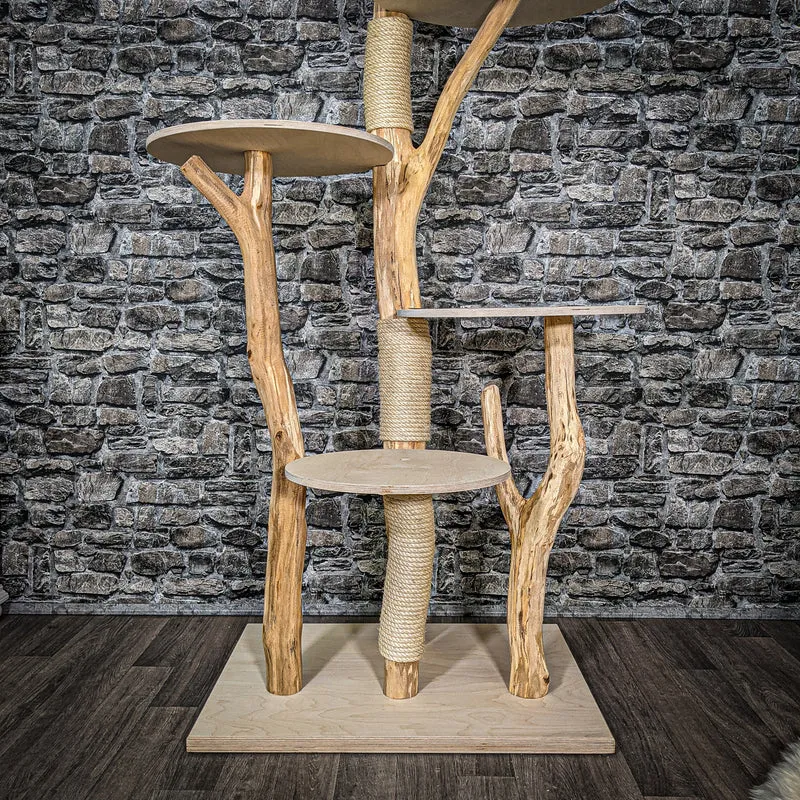 Naturkratzbaum 2461 Kratzbaum Natur Holz Design 173 cm hoch Katzenbaum