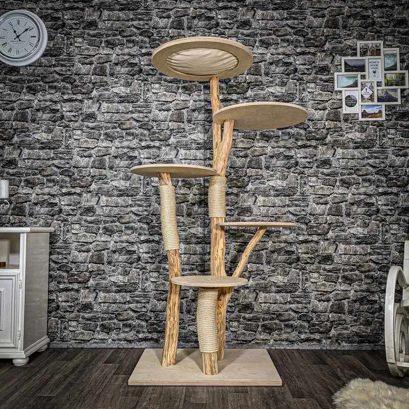 Naturkratzbaum 2462 Kratzbaum Natur Holz Design 176 cm hoch Katzenbaum