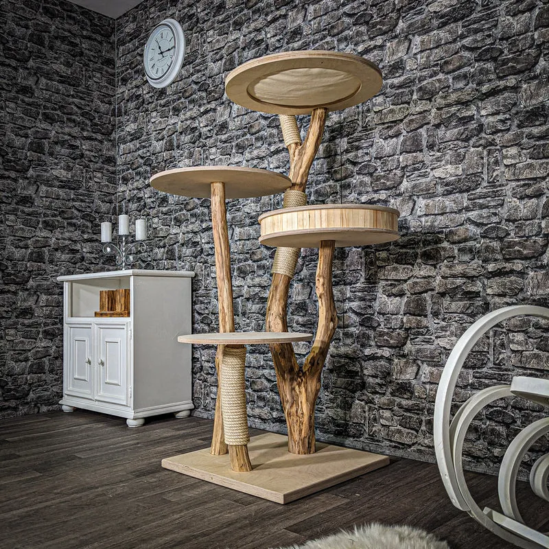 Naturkratzbaum 2463 Kratzbaum Natur Holz Design 141 cm hoch