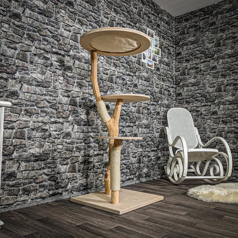 Naturkratzbaum 2422 Kratzbaum Natur Holz Design 135 cm hoch