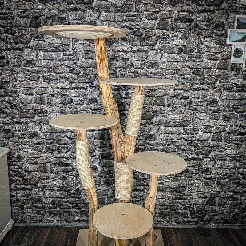 Naturkratzbaum 2409 Kratzbaum Natur Holz Design 176 cm hoch Katzenbaum