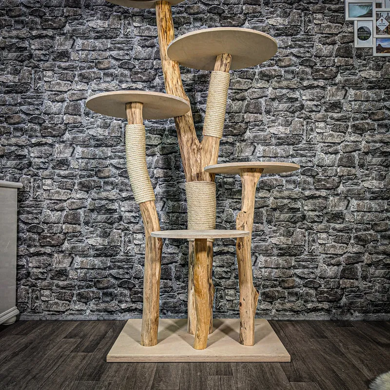 Naturkratzbaum 2409 Kratzbaum Natur Holz Design 176 cm hoch Katzenbaum