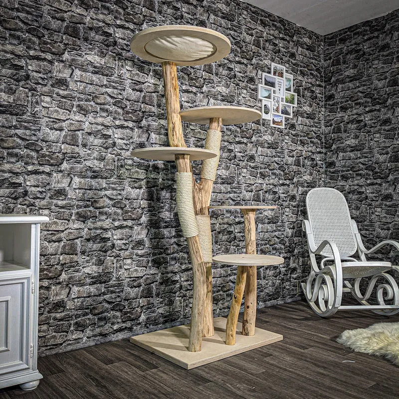 Naturkratzbaum 2409 Kratzbaum Natur Holz Design 176 cm hoch Katzenbaum