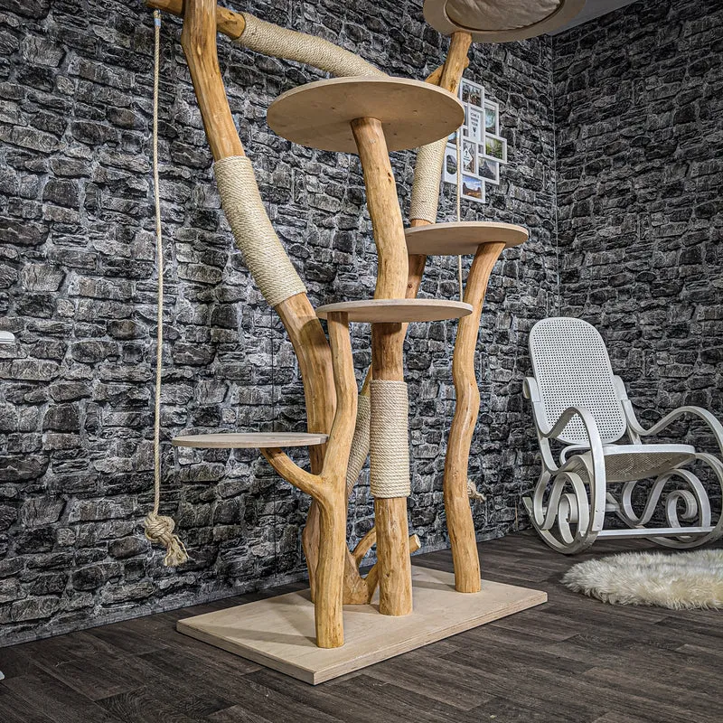 Naturkratzbaum 2216 Kratzbaum Natur Holz Design 205 cm hoch