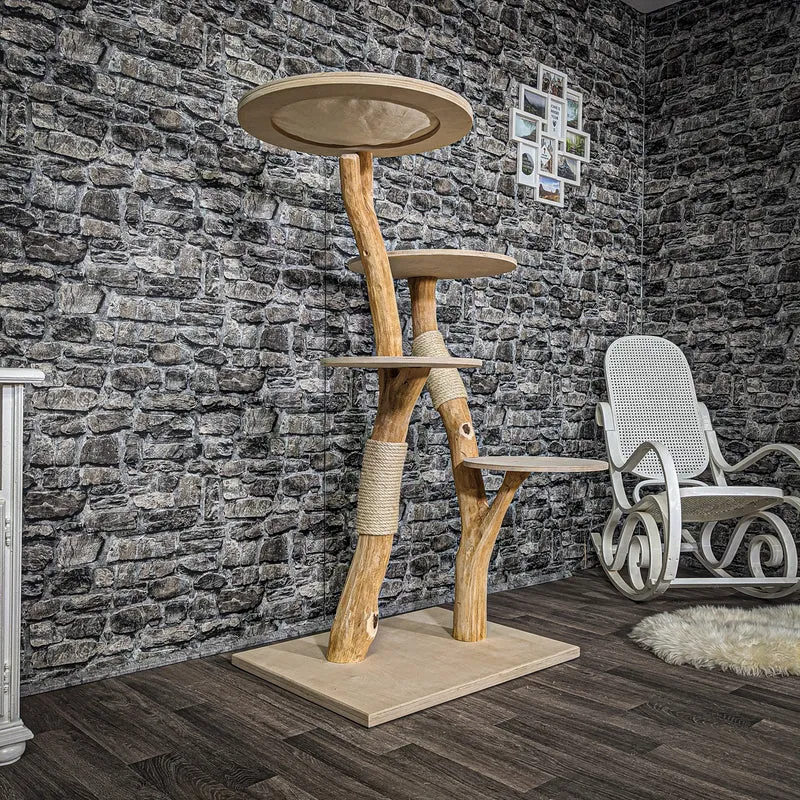Naturkratzbaum 2203 Kratzbaum Natur Holz Design 143 cm hoch