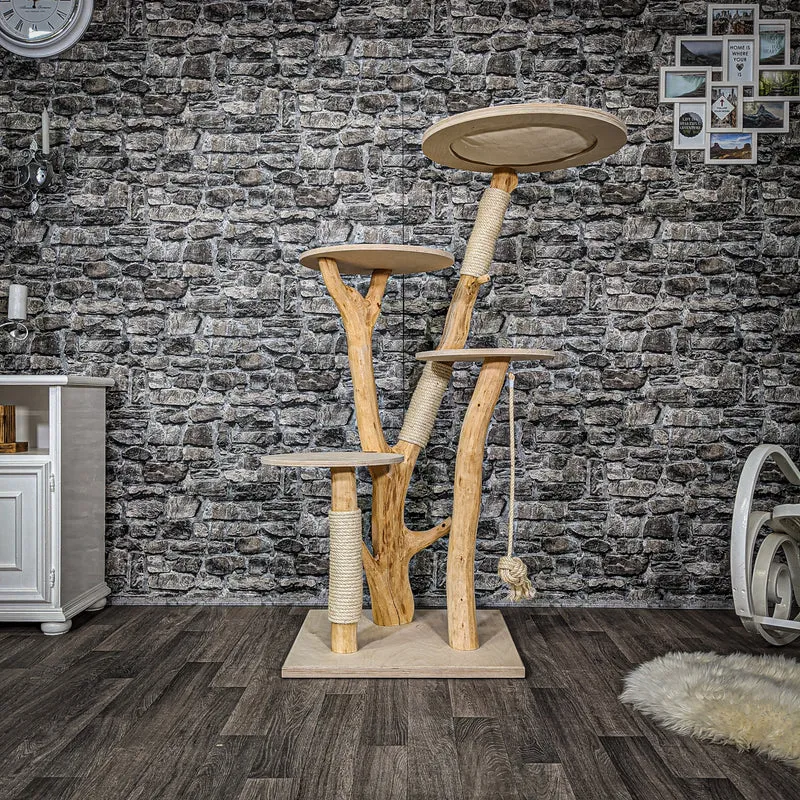 Naturkratzbaum 2201 Kratzbaum Natur Holz Design 145 cm hoch