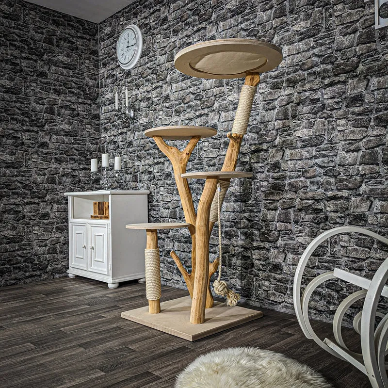 Naturkratzbaum 2201 Kratzbaum Natur Holz Design 145 cm hoch