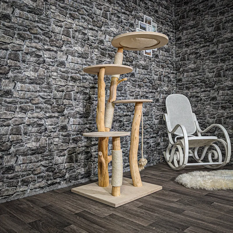 Naturkratzbaum 2201 Kratzbaum Natur Holz Design 145 cm hoch