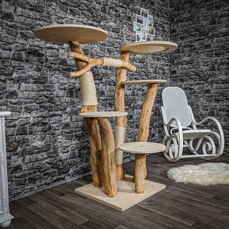 Naturkratzbaum 2173 Kratzbaum Natur Holz Design 135 cm hoch