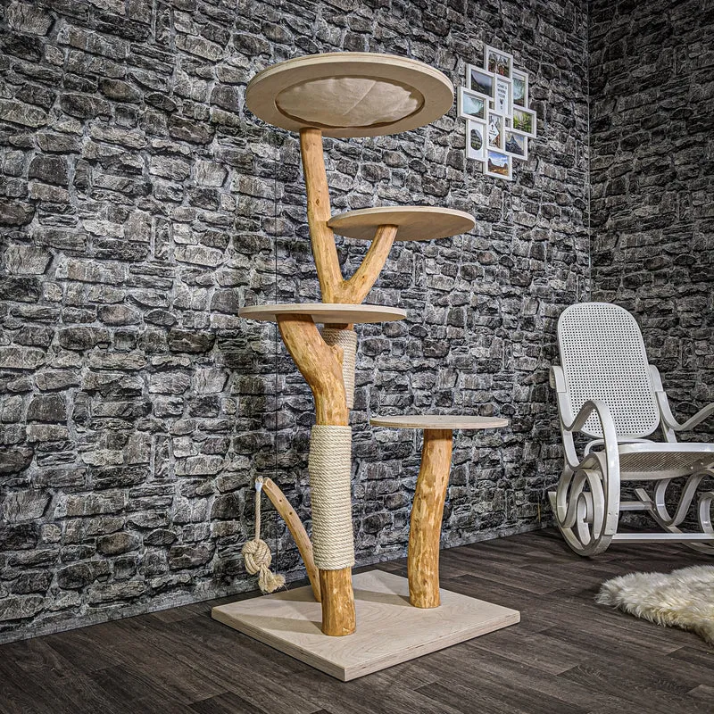Naturkratzbaum 2136 Kratzbaum Natur Holz Design 145 cm hoch