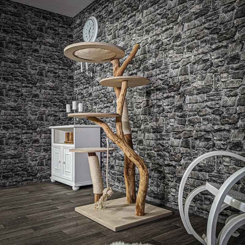 Naturkratzbaum 2130 Kratzbaum Natur Holz Design 145 cm hoch