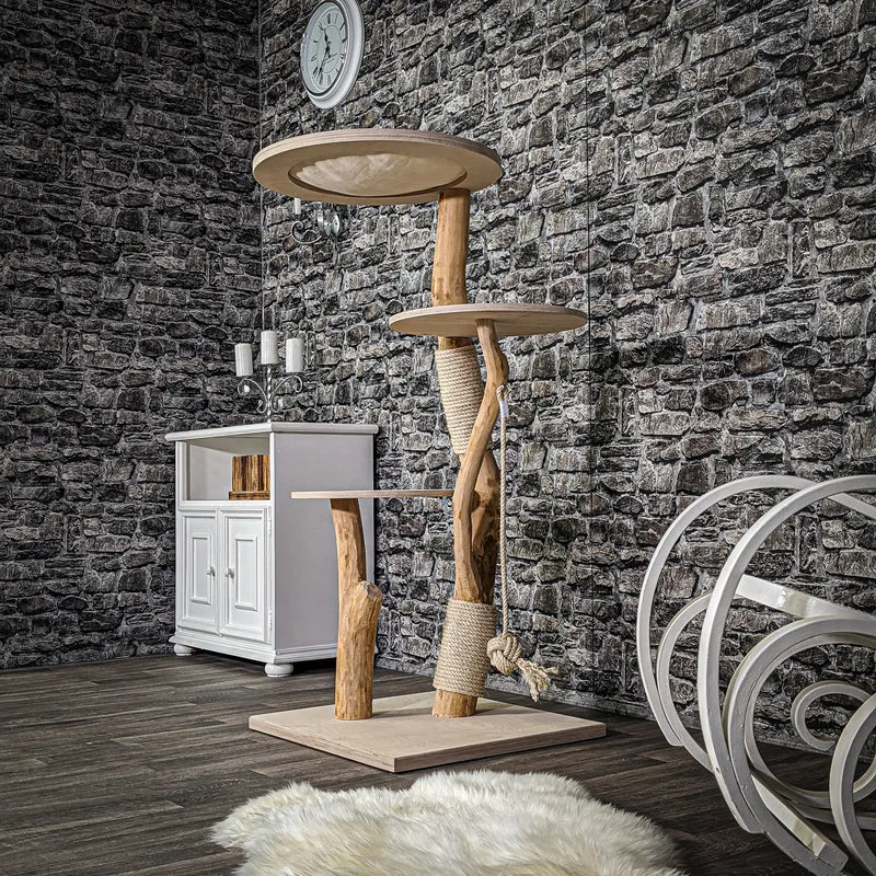 Naturkratzbaum 2122 Kratzbaum Natur Holz Design 133 cm hoch