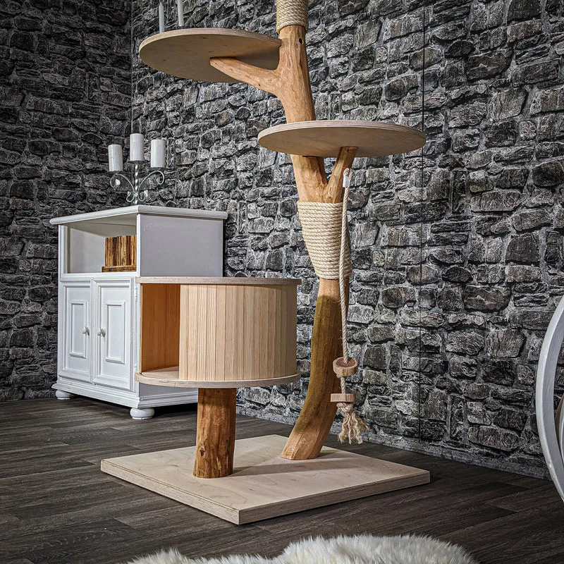 Naturkratzbaum 2121 Kratzbaum Natur Holz Design 145 cm hoch