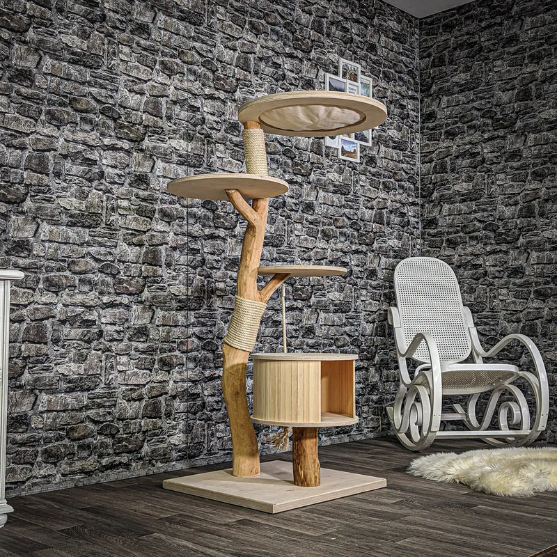Naturkratzbaum 2121 Kratzbaum Natur Holz Design 145 cm hoch