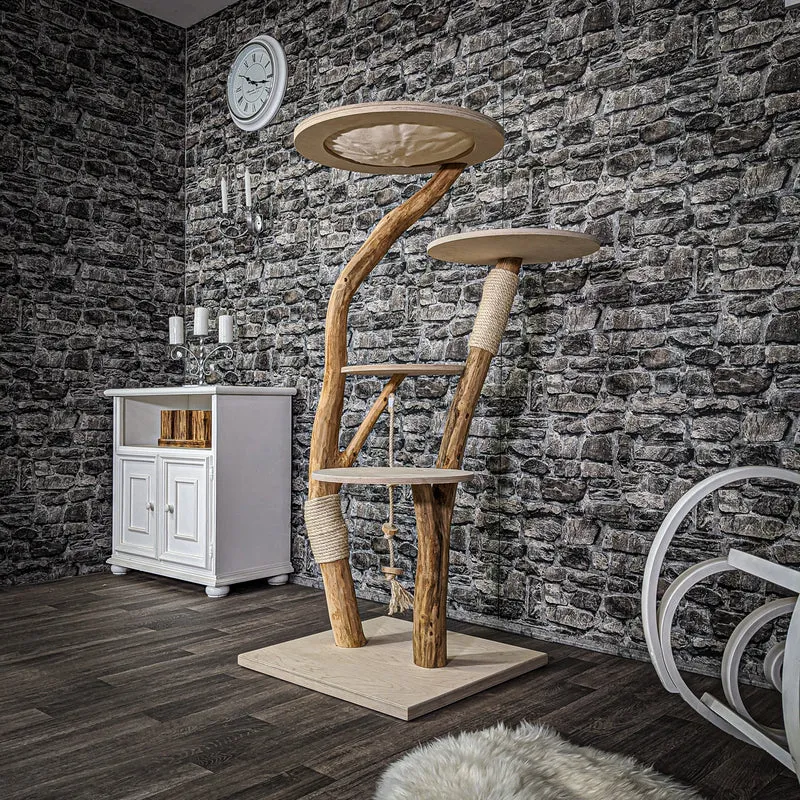 Naturkratzbaum 2093 Kratzbaum Natur Holz Design 145 cm hoch