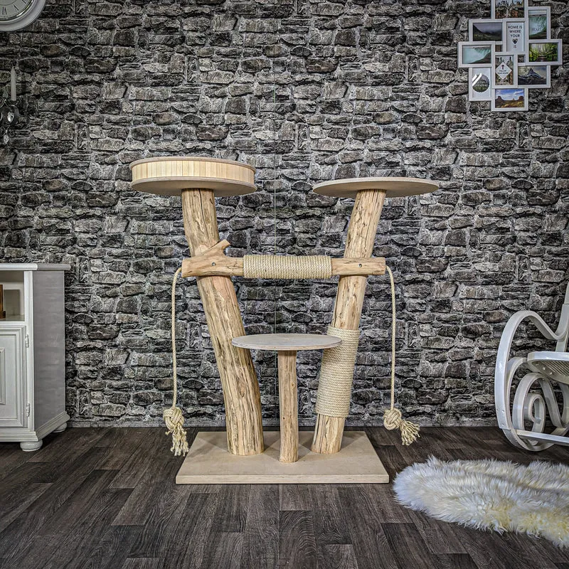 Naturkratzbaum 2080 Kratzbaum Natur Holz Design 118 cm hoch