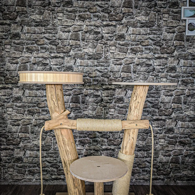 Naturkratzbaum 2080 Kratzbaum Natur Holz Design 118 cm hoch