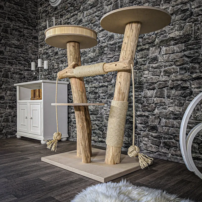 Naturkratzbaum 2080 Kratzbaum Natur Holz Design 118 cm hoch