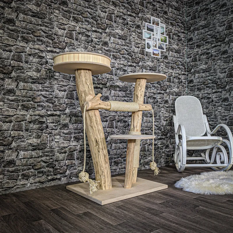 Naturkratzbaum 2080 Kratzbaum Natur Holz Design 118 cm hoch