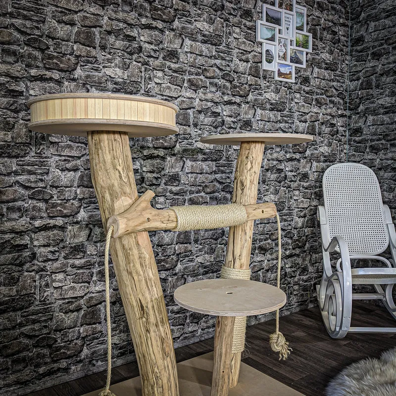 Naturkratzbaum 2080 Kratzbaum Natur Holz Design 118 cm hoch