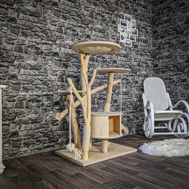 Naturkratzbaum 2079 Kratzbaum Natur Holz Design 127 cm hoch