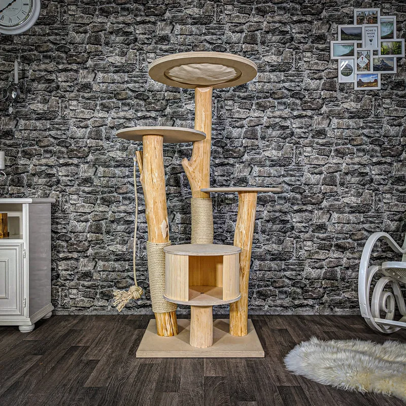 Naturkratzbaum 2077 Kratzbaum Natur Holz Design 146 cm hoch