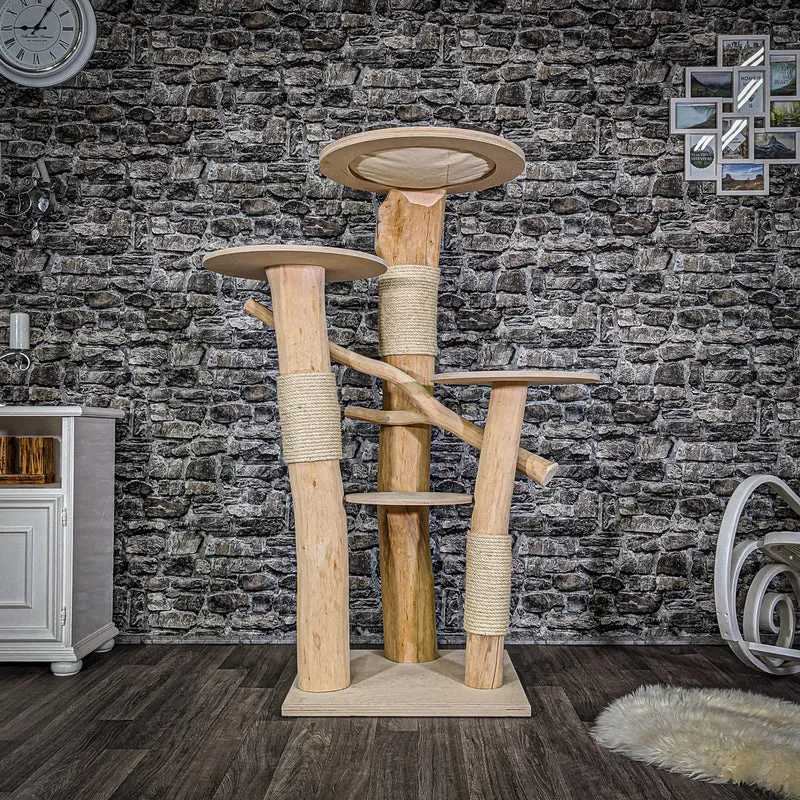 Naturkratzbaum 2048 Kratzbaum Natur Holz Design 148 cm hoch