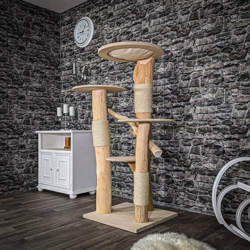Naturkratzbaum 2048 Kratzbaum Natur Holz Design 148 cm hoch