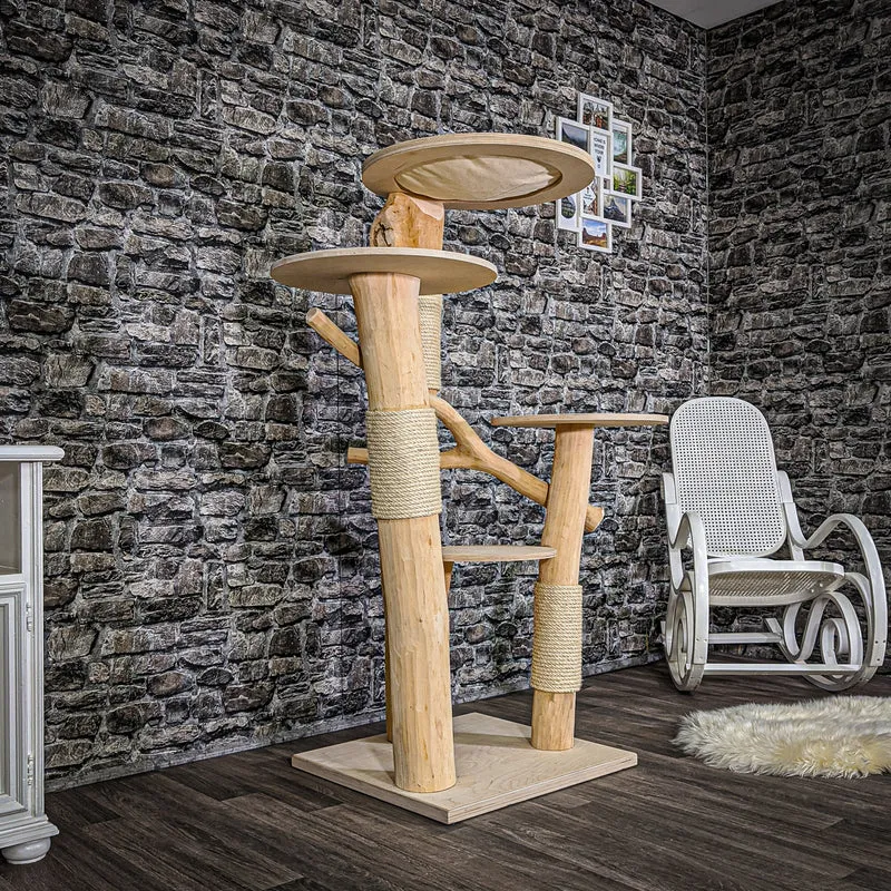 Naturkratzbaum 2048 Kratzbaum Natur Holz Design 148 cm hoch