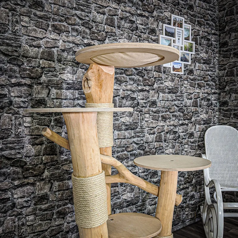 Naturkratzbaum 2048 Kratzbaum Natur Holz Design 148 cm hoch