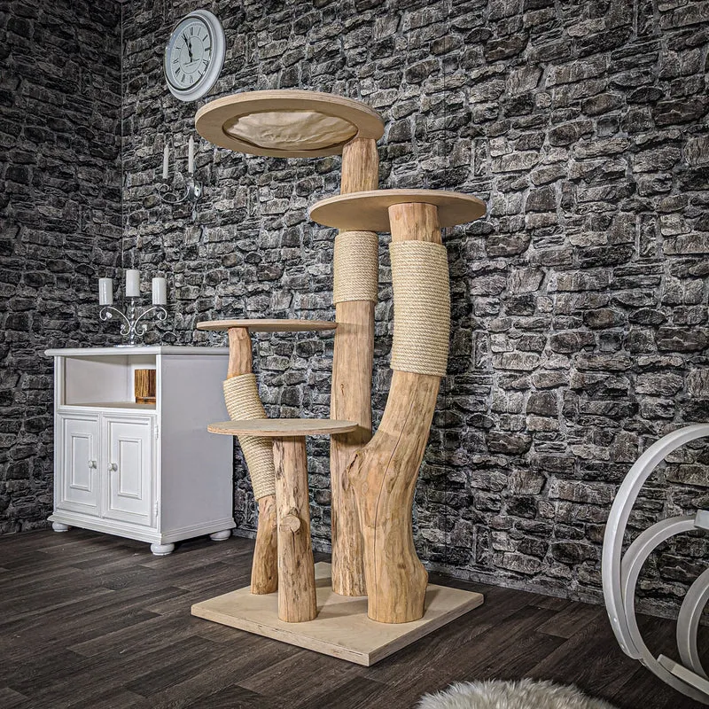 Naturkratzbaum 2035 Kratzbaum Natur Holz Design 145 cm hoch