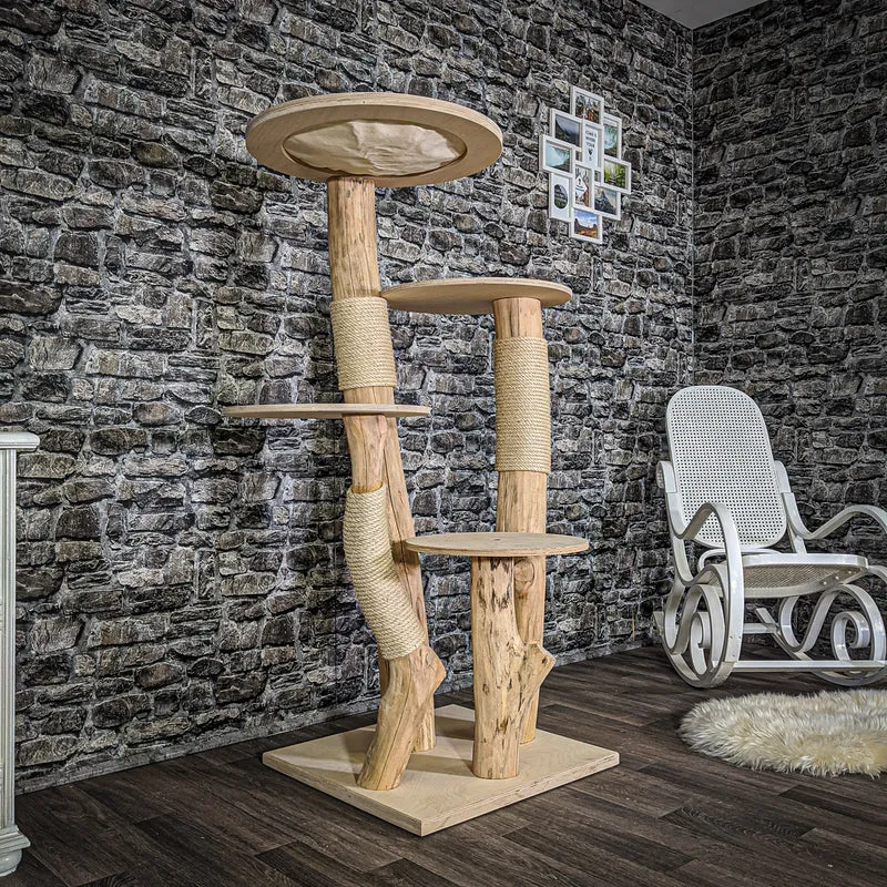 Naturkratzbaum 2035 Kratzbaum Natur Holz Design 145 cm hoch