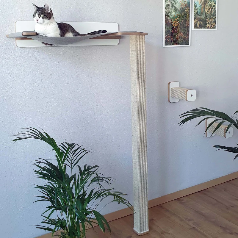 Cliffhänger | KLETTER-KRATZSTAMM mit HÄNGEMATTE aus Sisal für Katzen - Kratzsäule 118cm, 148cm