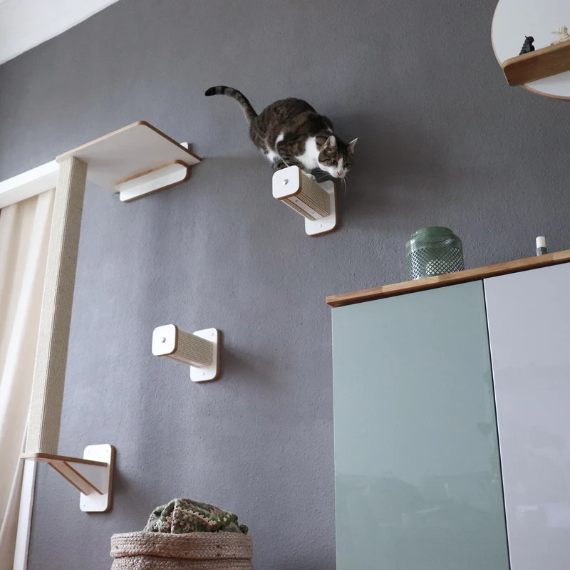 Stufentiger | HÜPFSTAMM für Katzen - Sisal Kletterstufe für die Wand - Kratzstamm 20cm