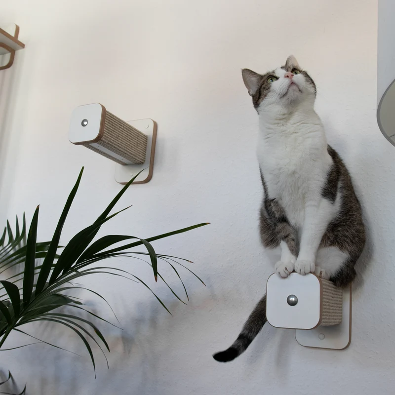 Stufentiger | HÜPFSTAMM für Katzen - Sisal Kletterstufe für die Wand - Kratzstamm 20cm