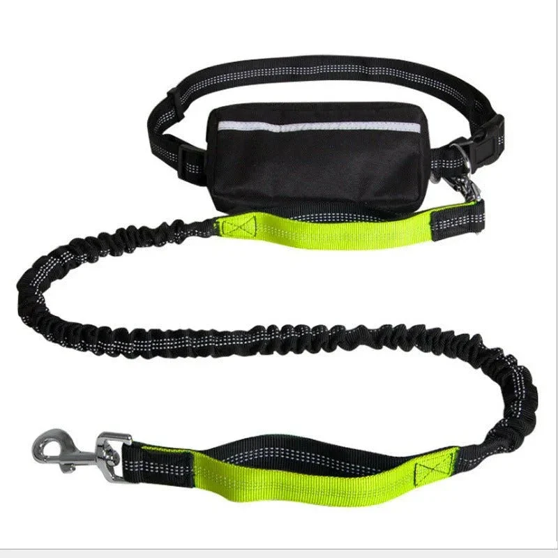 Nylon Reflective Retractable Dog Leash With Waist Belt For Hands Free User Experience