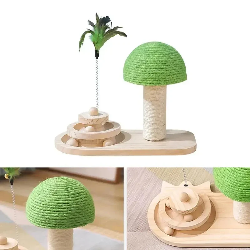 Mushroom Scratching Post Cat Toy With Scratching Ball